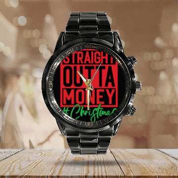 Discover Bold Christmas Money Quote Calendar Steel Band Watch