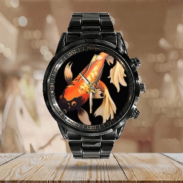 Discover Koi Fish Japanese Carp Pond Calendar Steel Band Watch
