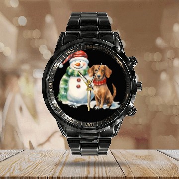 Discover Dachshund Through The Snow Calendar Steel Band Watch