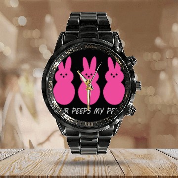Discover Easter Bunny Peeps Dab Dabbing Calendar Steel Band Watch