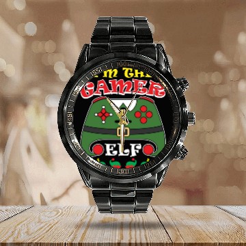 Discover Christmas Gamer The Gamer Elf Video Player Calendar Steel Band Watch