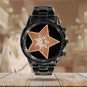 Discover beautiful gingerbread star for Christmas Calendar Steel Band Watch
