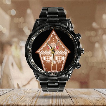 Discover beautifully decorated gingerbread house for XMAS Calendar Steel Band Watch