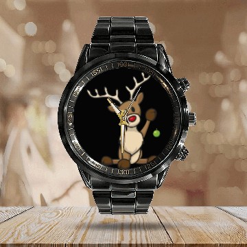 Discover reindeer Calendar Steel Band Watch