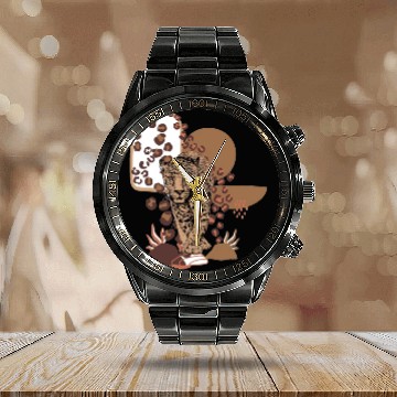 Discover Funny Leopard Cheetah Animal Calendar Steel Band Watch