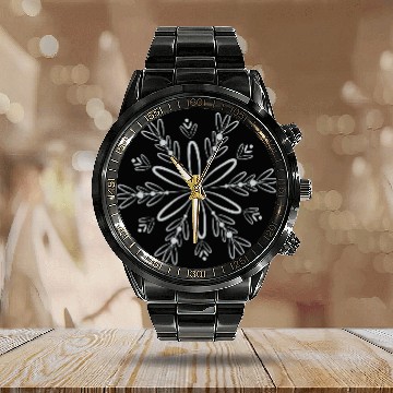 Discover filigree snow crystal blossom in winter Calendar Steel Band Watch