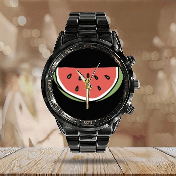 Discover Fresh Slice Watermelon Lover Calendar Steel Band Watch