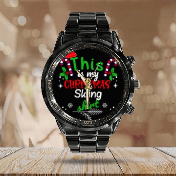 Discover This is my Christmas Skiing Calendar Steel Band Watch