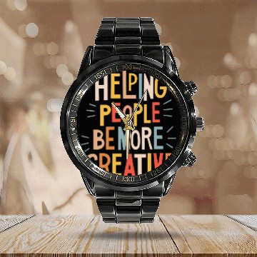 Discover Helping people to be more creative Calendar Steel Band Watch