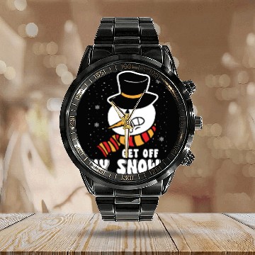 Discover Snowman Angry Get Off my Snow Winter Season Calendar Steel Band Watch