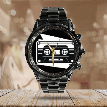 Discover A vintage-inspired illustration of cassette tape Calendar Steel Band Watch
