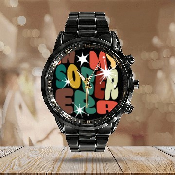 Discover In My Sober Era Alcohol Drinking Recovery Mode Calendar Steel Band Watch