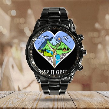 Discover Environment keep it green Calendar Steel Band Watch