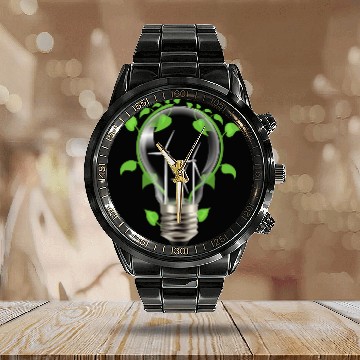 Discover Environment light bulb Calendar Steel Band Watch