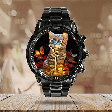 Discover Stained Glass American Shorthair kitten Calendar Steel Band Watch