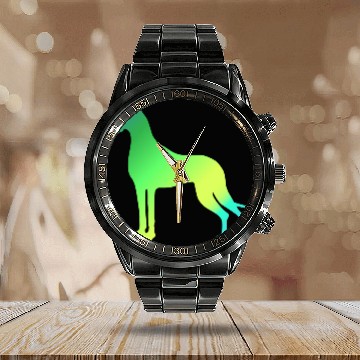 Discover Green Yellow Great Dane Calendar Steel Band Watch