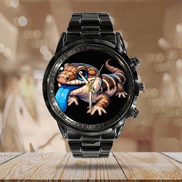 Discover Lizard Collector Reptile Lover Blue Tongue Skink Calendar Steel Band Watch