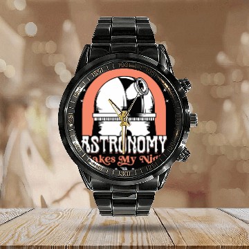 Discover Astronomy makes my night Calendar Steel Band Watch