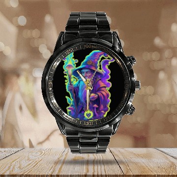 Discover wizard mushrooms Calendar Steel Band Watch