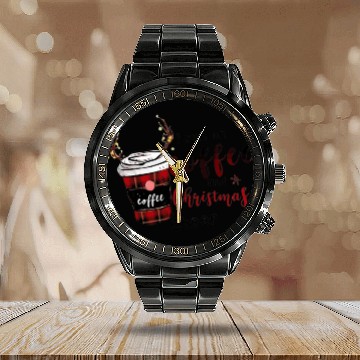 Discover Christmas coffee first Calendar Steel Band Watch