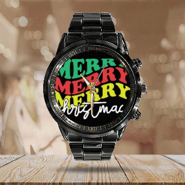 Discover Merry merry merry Christmas, Xmas Design Calendar Steel Band Watch