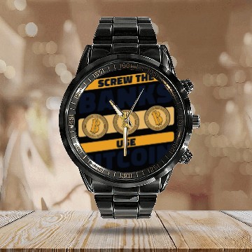 Discover Screw The Banks Use Bitcoin Blockchains Crypto Calendar Steel Band Watch