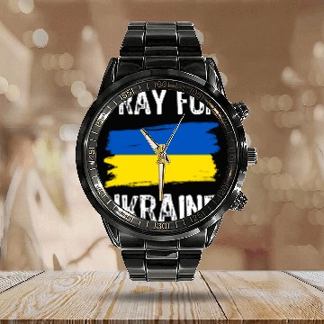 Discover Pray For Ukraine With Ukrainian Flag Calendar Steel Band Watch
