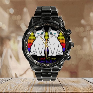 Discover I Love My Two Russian Blue Cats Calendar Steel Band Watch