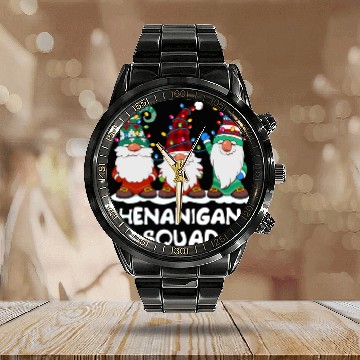 Discover Shenanigans Squad Gnomes Pajamas Family Christmas Calendar Steel Band Watch