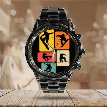 Discover Snowboarding Gift For Snowboarders Calendar Steel Band Watch