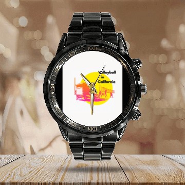 Discover Volleyball in California Calendar Steel Band Watch