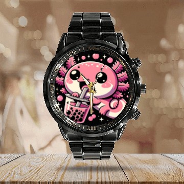 Discover Kawaii Bubble Tea Boba Lover Cute Asian Culture Calendar Steel Band Watch