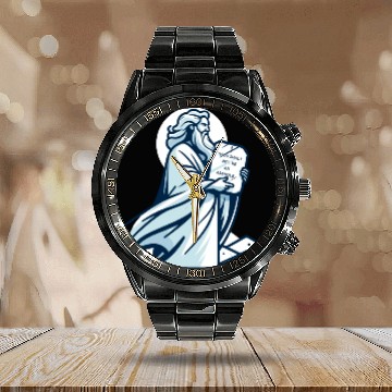 Discover Thou shalt not be an asshole funny Moses design Calendar Steel Band Watch