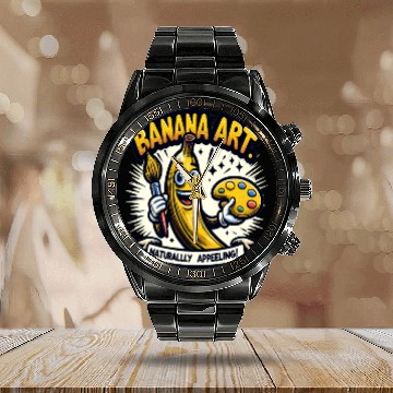 Discover Banana Art, Naturally Appealing Calendar Steel Band Watch