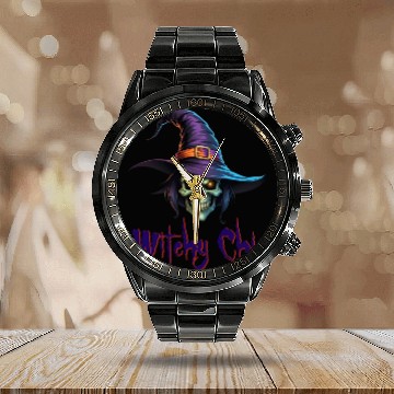 Discover Halloween witch hat Calendar Steel Band Watch Design