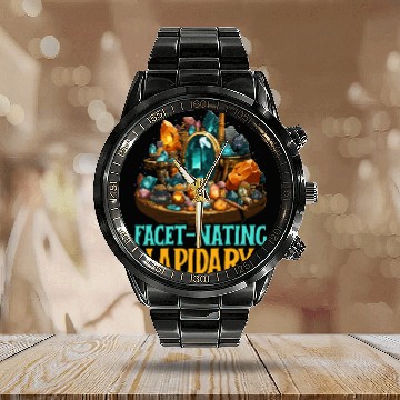 Discover Lapidary Artist Gemstone Stone Collecting Stone Calendar Steel Band Watch