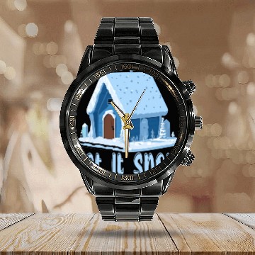 Discover Let It Snow Winter Calendar Steel Band Watch