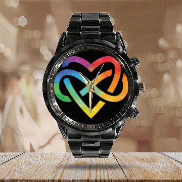 Discover Forever Loved Rainbow Pride Infinite Symbol Calendar Steel Band Watch