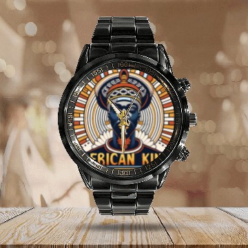 Discover African King Gift For Afrocentric Lovers Calendar Steel Band Watch