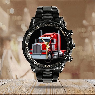 Discover Red clean Peterbilt Calendar Steel Band Watch