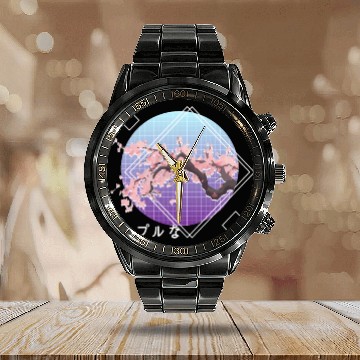 Discover Lofi Aesthetic Sakura Cherry Blossom Tree Japanese Calendar Steel Band Watch