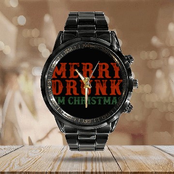 Discover Merry Drunk I'm Drinking Wine Calendar Steel Band Watch