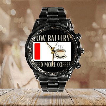 Discover Fueling Up on Caffeine for the Low Battery Blues Calendar Steel Band Watch