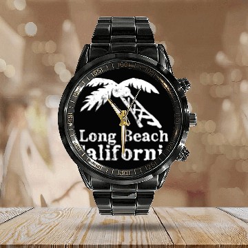 Discover Long Beach California Palm Tree Souvenirs Gifts Calendar Steel Band Watch