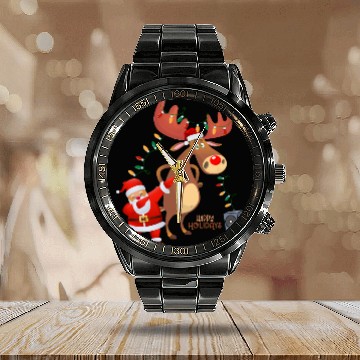 Discover Christmas Lights Dabbing Santa Dancing Rudolph Calendar Steel Band Watch