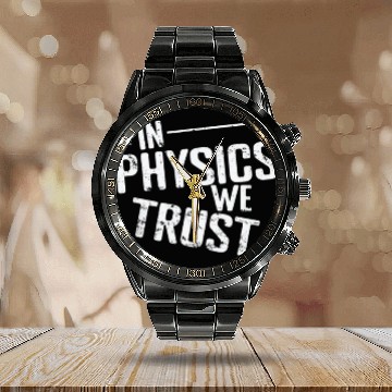 Discover In Physics we Trust Natural Science Calendar Steel Band Watch