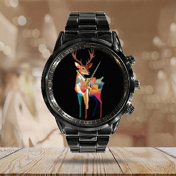 Discover Deer Animal in Pocket Calendar Steel Band Watch