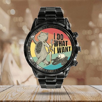 Discover Feline Sass - Cat's Independent Spirit Calendar Steel Band Watch