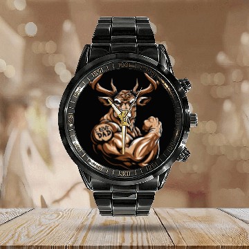 Discover Deer Biceps Tattoo I Love Dad Calendar Steel Band Watch