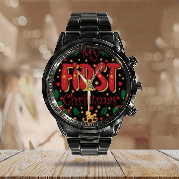 Discover My First Christmas, Infant Baby Cute 1st Christmas Calendar Steel Band Watch